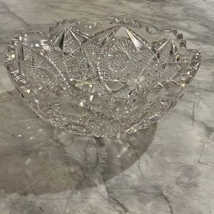 ABP heavy American brilliant cut glass crystal bowl sawtooth edge